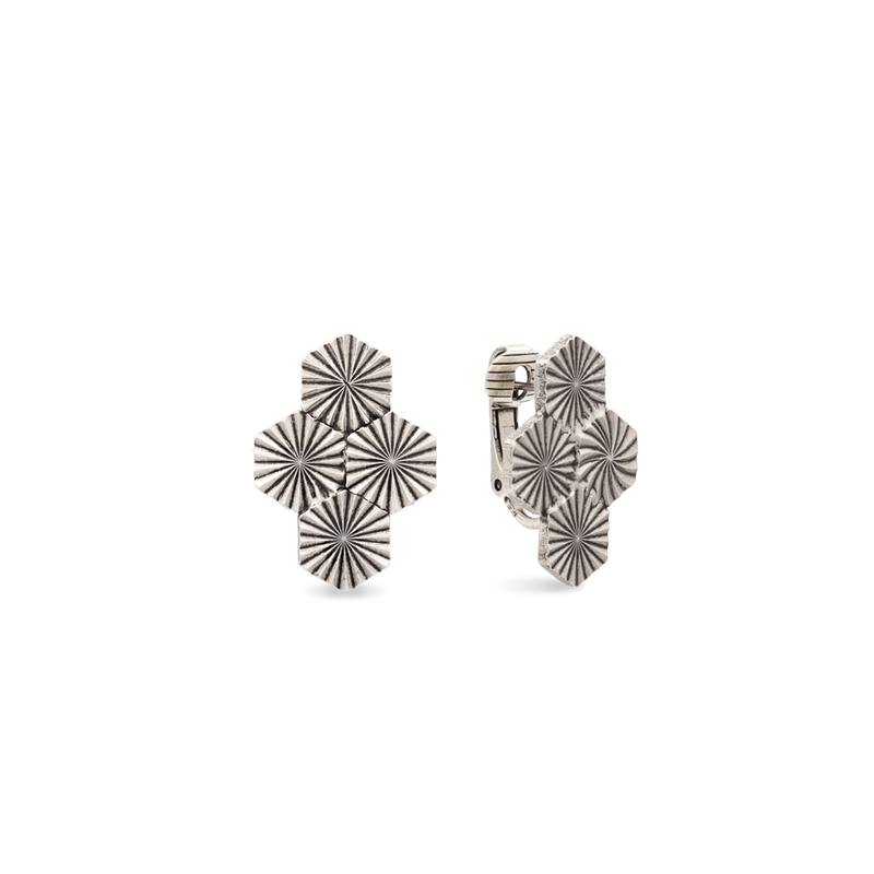 Silver star design earrings with omega clips