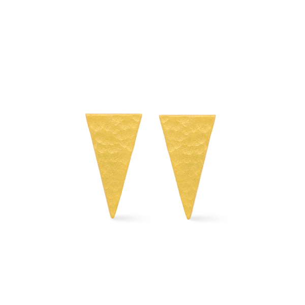 Hammered gold triangle stud