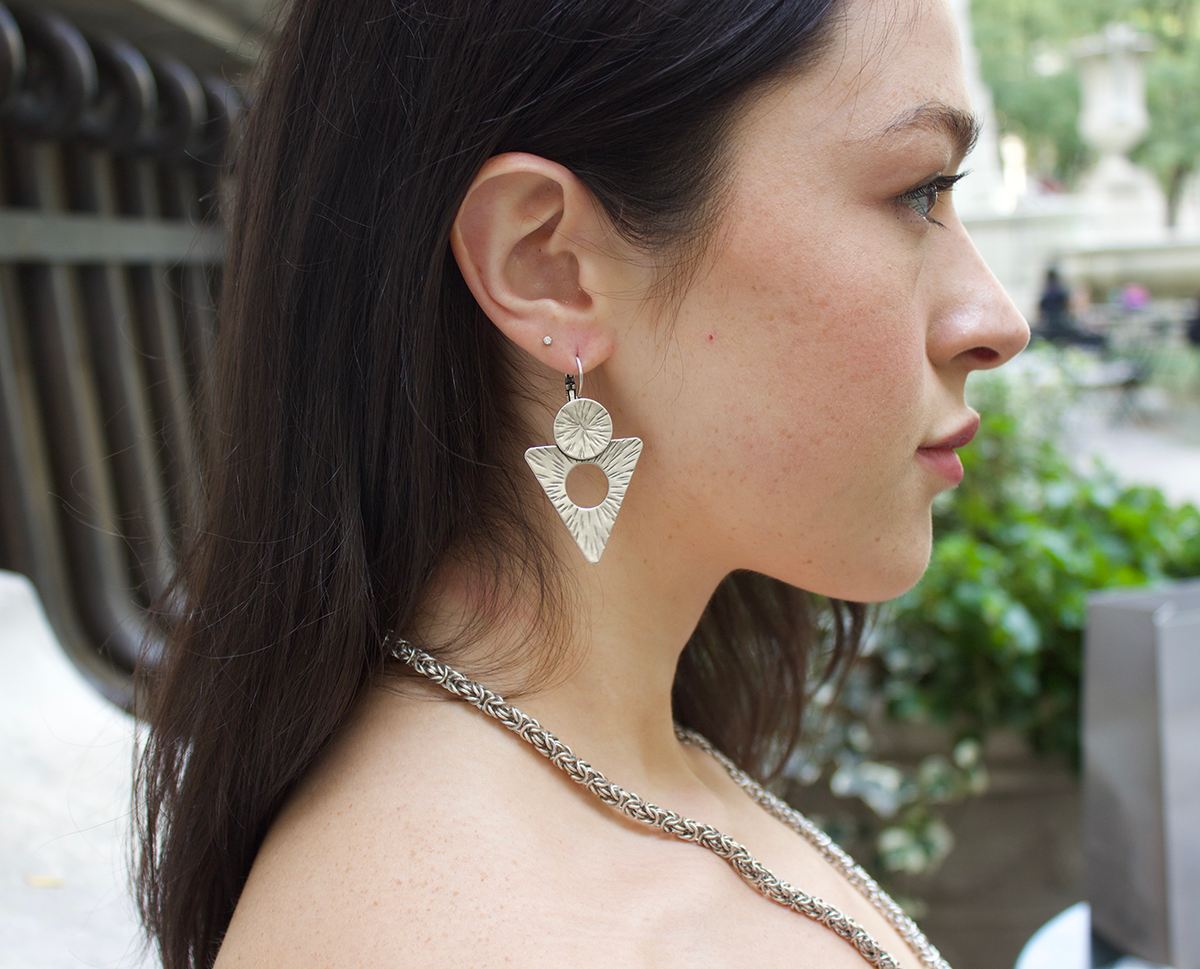Alcheste's Triangle Earrings with 18k Gold | By Aris