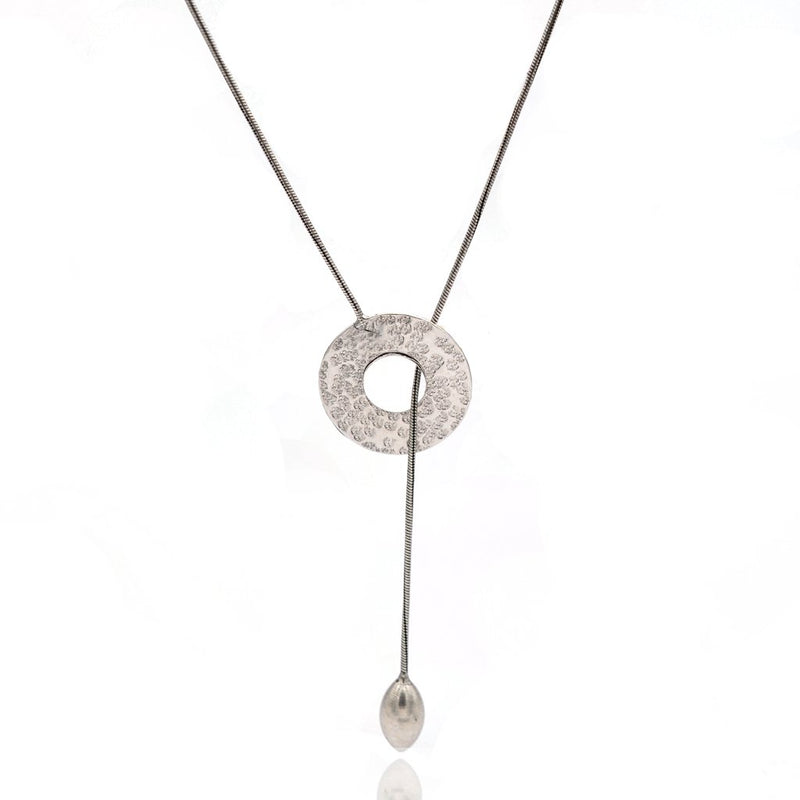 Silver adjustable long lariat necklace