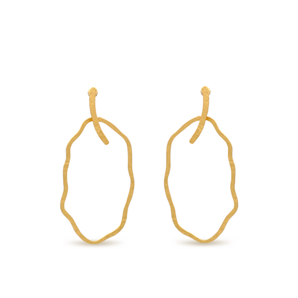 Sculptural shape large gold dangle earrings