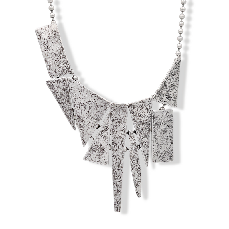 Abstract geometric silver necklace