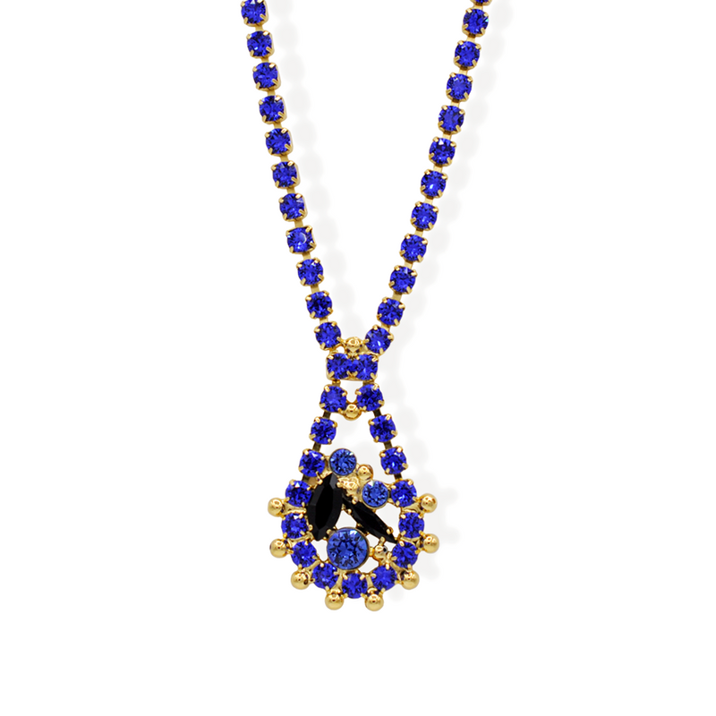 Gold elegant necklace with sapphire crystal 