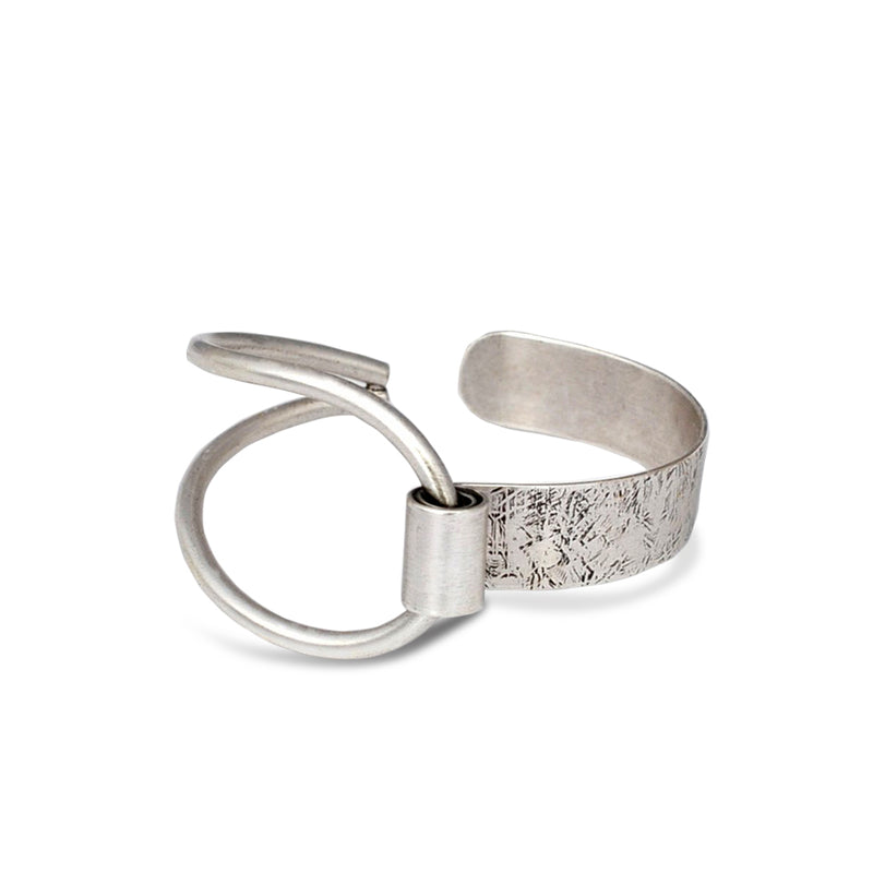 hammered silver knot band cuff bracelet