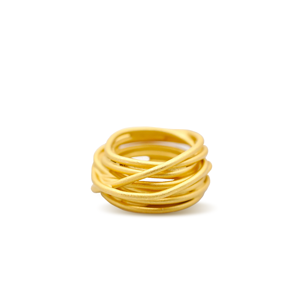 Arete Crossover Wire Ring with 18k Gold | By Aris