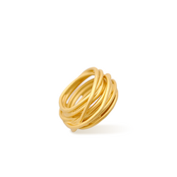 Arete 18k gold crossover wire wrap ring 
