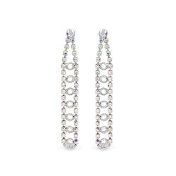 Silver chandelier earrings with aurora crystals
