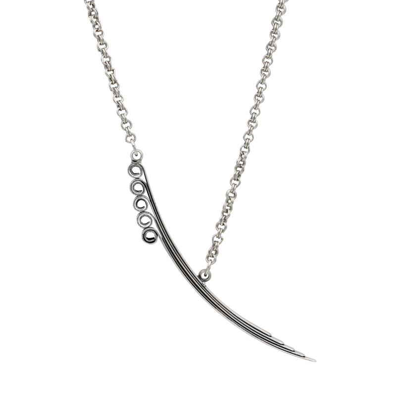 Silver wing statement pendant necklace