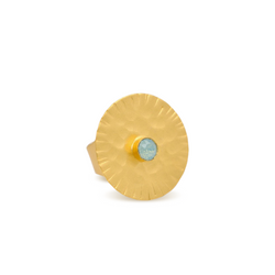 hammered gold round ring with pacific opal crystal