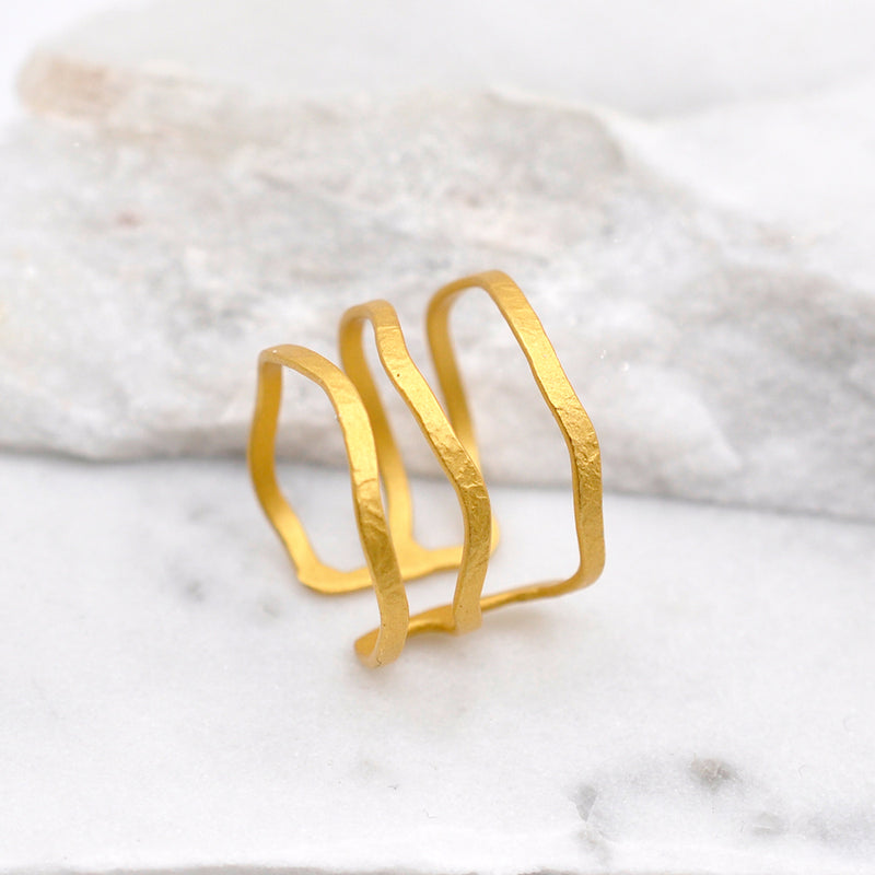Gold plated multiple thin band ring