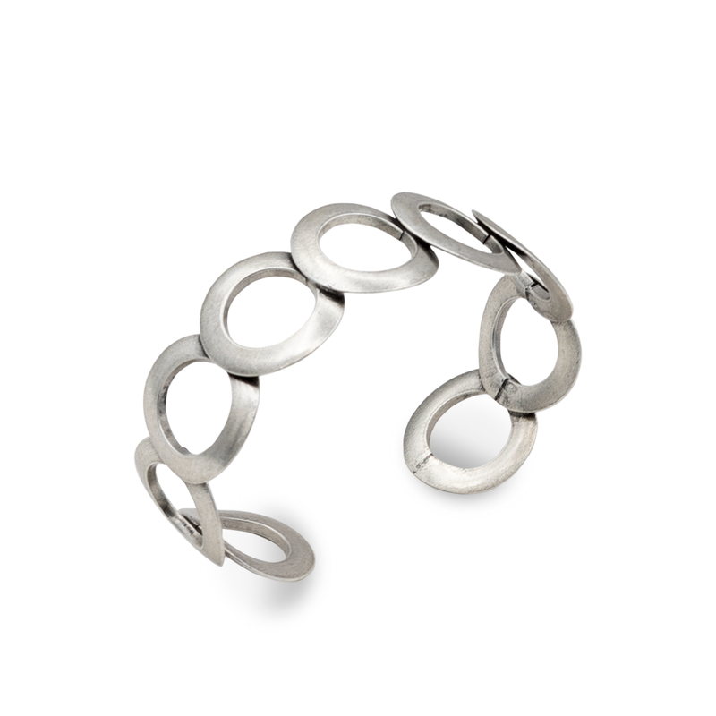 Open circle silver cuff bracelet
