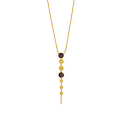 Gold Y shape necklace with  amethyst crystals