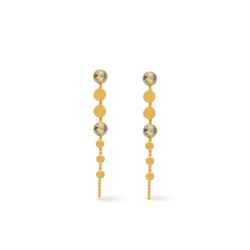 Gold dangle chain earrings with golden crystals