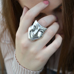 Comedy mask statement ring