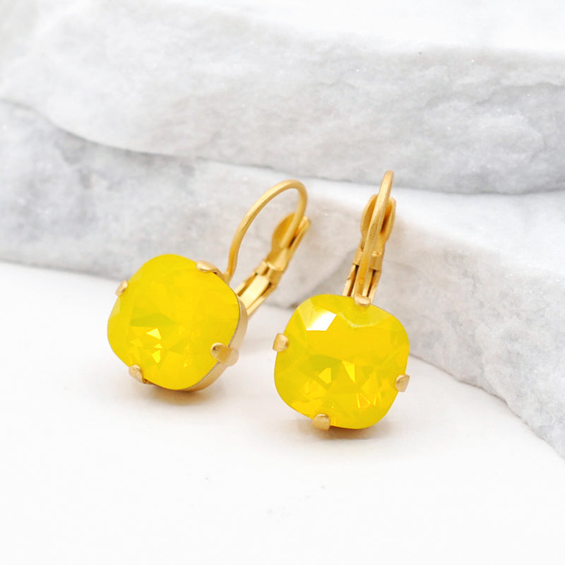 gold crystal earrings with yellow Swarovski crystal