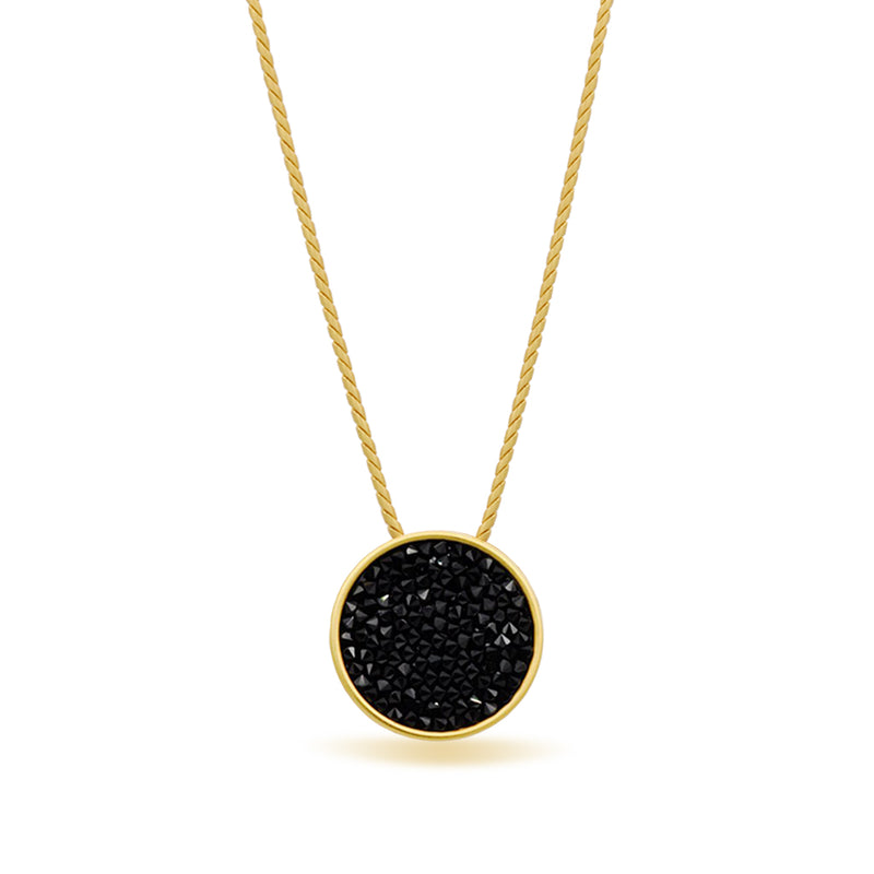 Dark black pendant necklace Gold