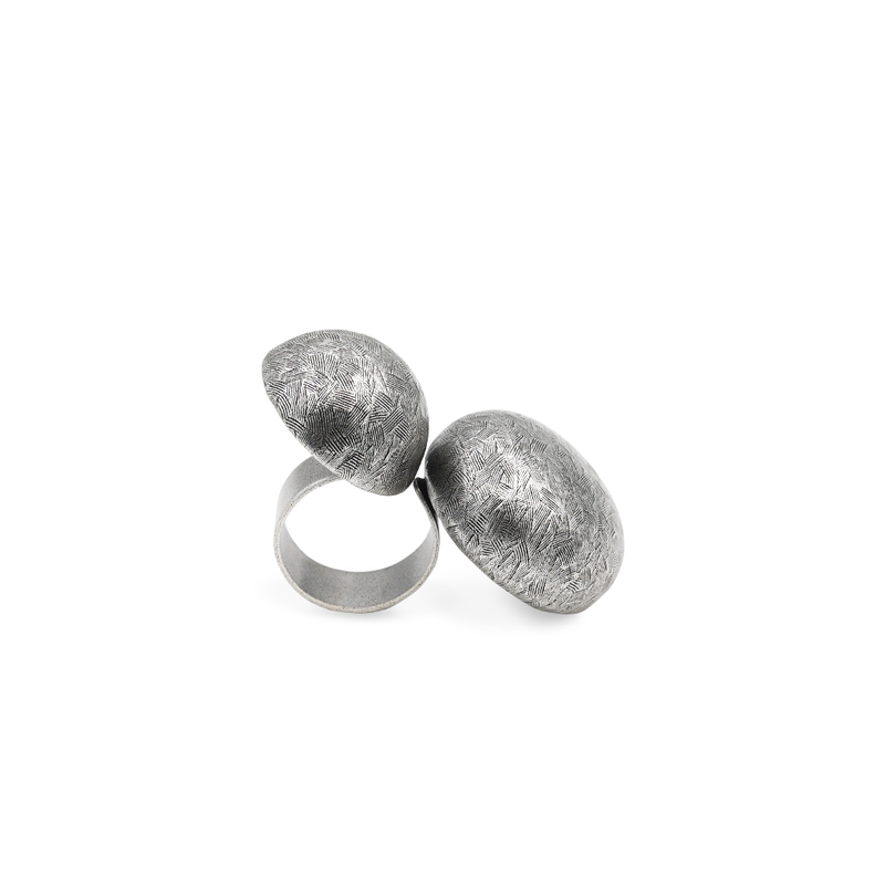 Silver double 2025 ball ring