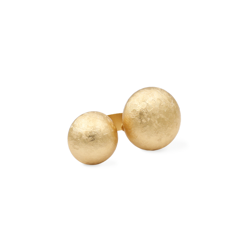 Double ball gold ring with texture