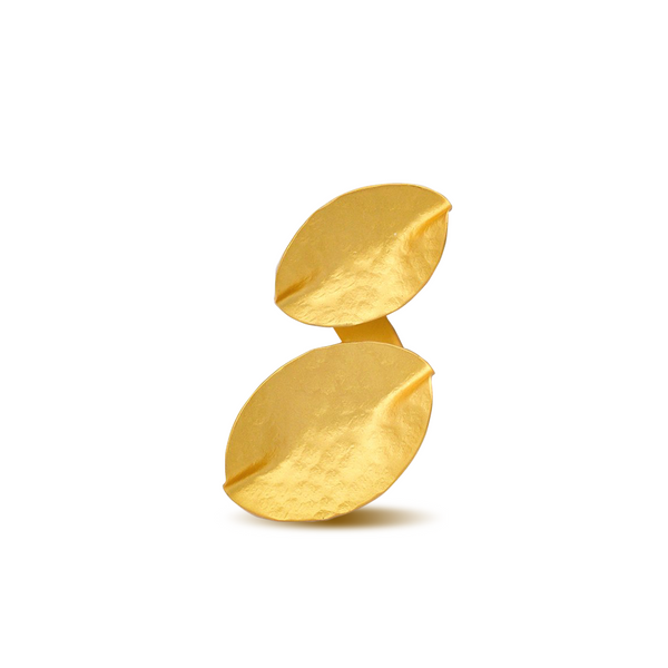 Double leaf gold statement ring