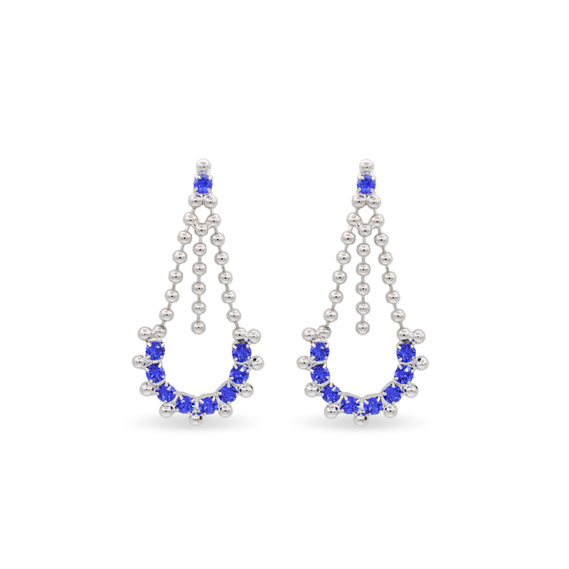 dangle drop silver crystal earrings with sapphire