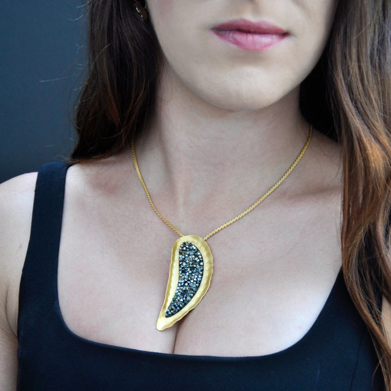 Gold drop necklace with Swarovski crystals