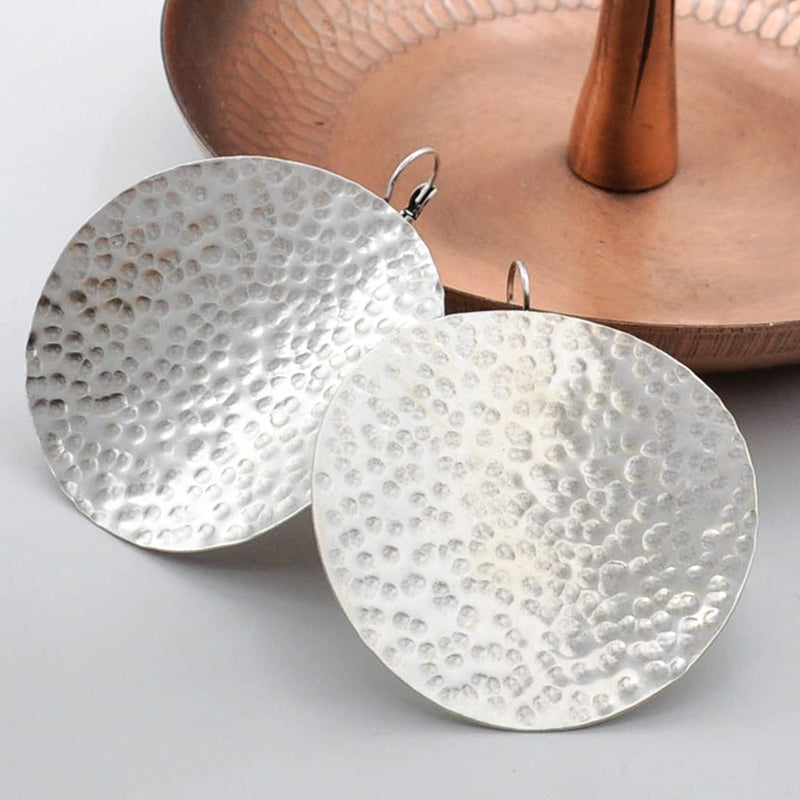 hammered silver disc earrings