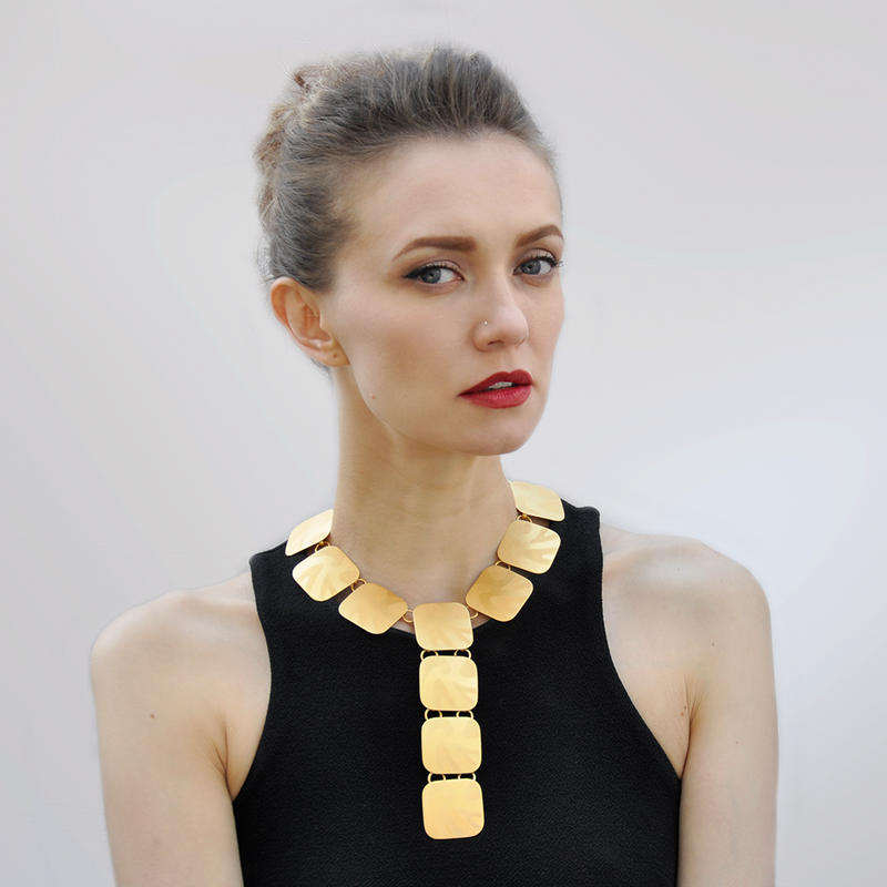 Large gold collar necklace
