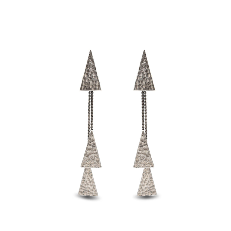 hammered silver triangle earrings