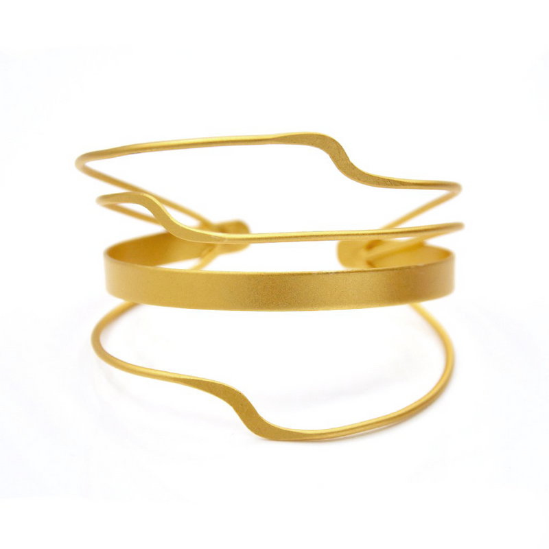 gold sculptural cuff bracelet for women