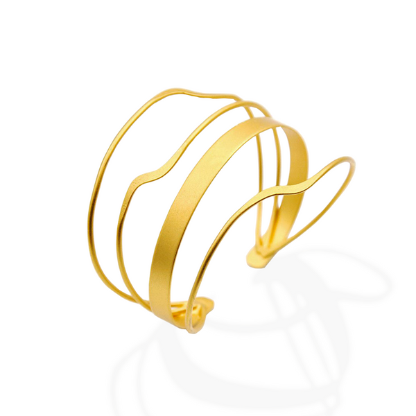 Multiple bang gold sculptural cuff bracelet