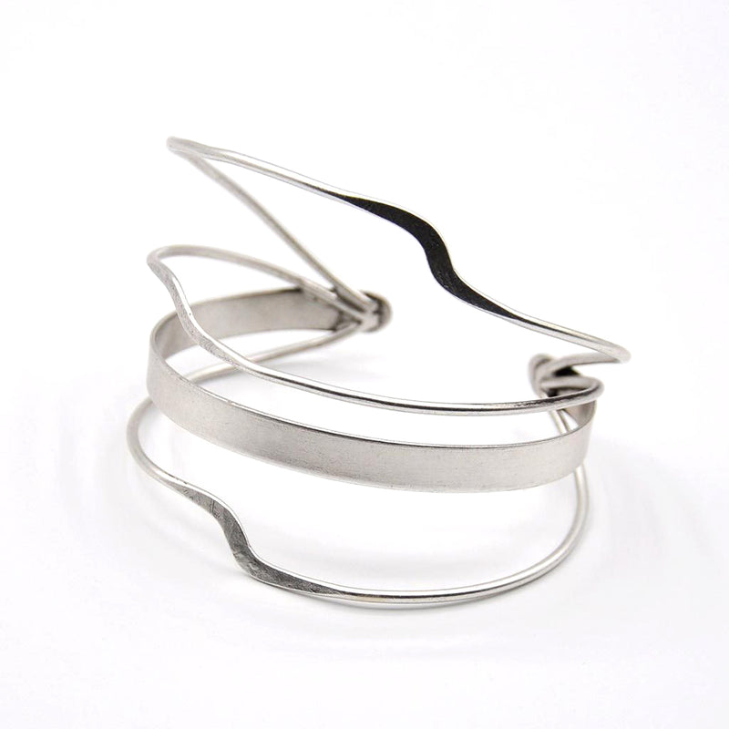 silver wavy cuff bracelet for women
