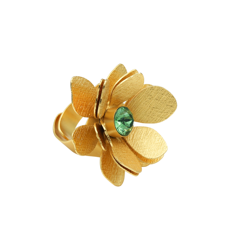 flora gold green erinite ring