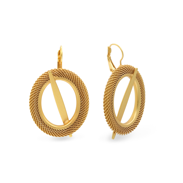 Gold circular dangle earrings