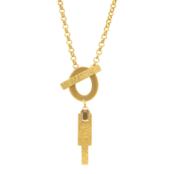 Golden chain pendant necklace with golden crystal