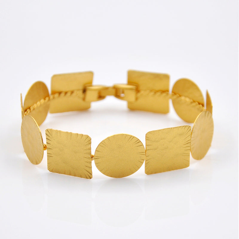 Hammered gold geometric linked bracelet