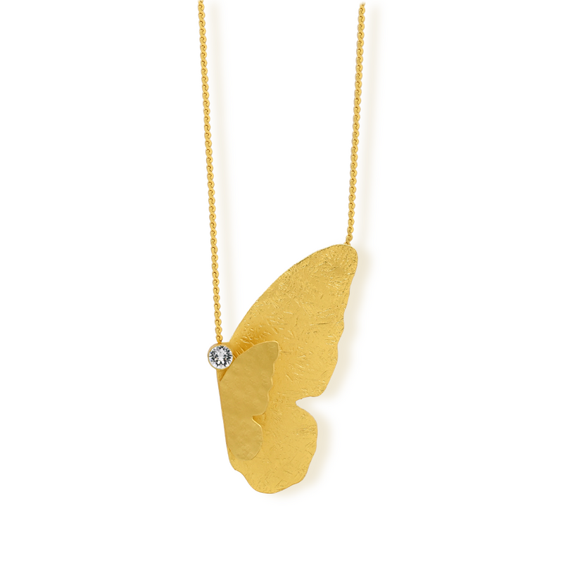 Mariposa gold necklace with white crystals