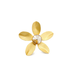 Gold flower brooch with golden crystal
