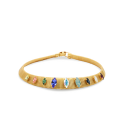 Gold choker chain necklace with multicolor crystals