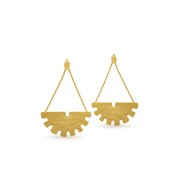 hammered gold dangle statement earrings