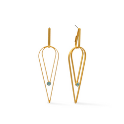 long gold dangle earrings with pacific opal