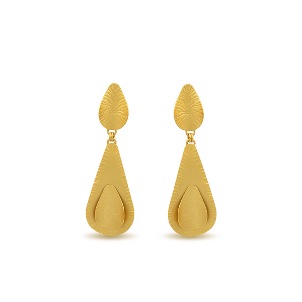 Gold large teardrop dangle earrings
