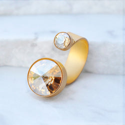 gold cocktail ring with fine qulality crystals