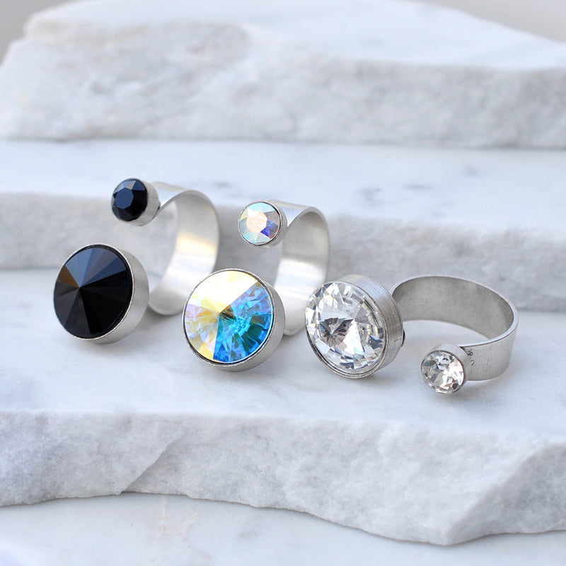 iris Silver Ring with Swarovski Crystal