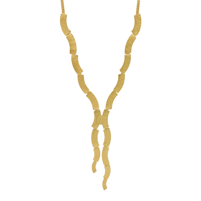hammered gold abstract lariat necklace