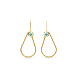 Gold dangle drop earrings with aurora crystal