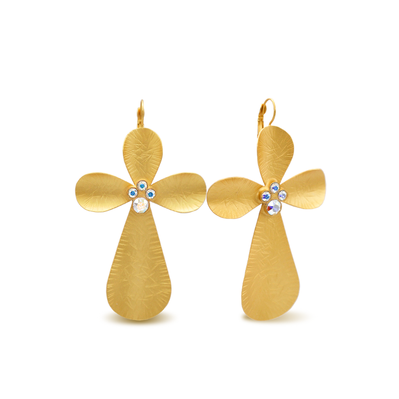 Arianna Large Cross Earrings with 18k Gold By Aris