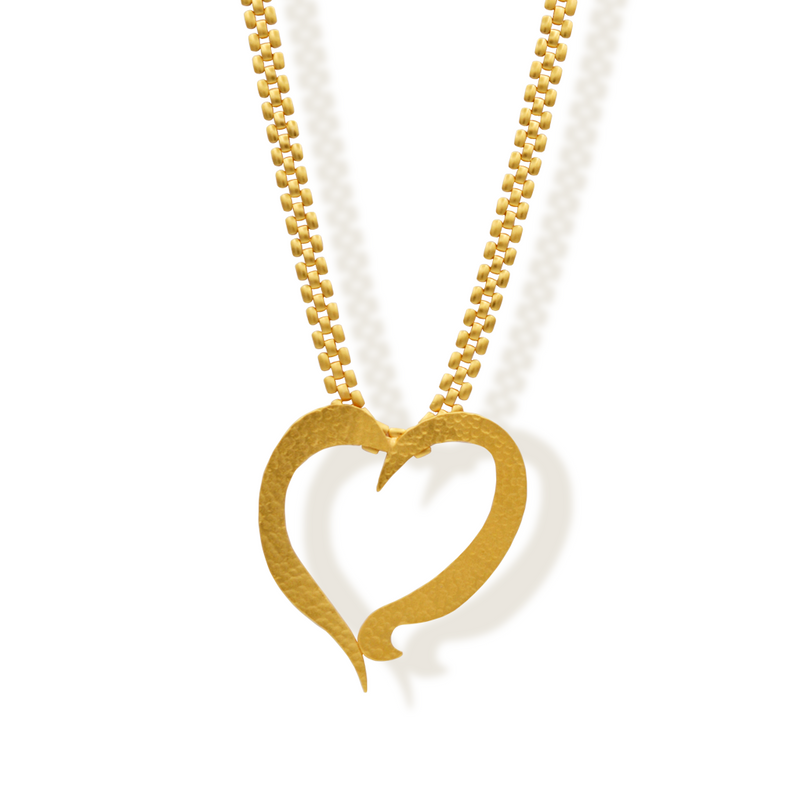 Large gold heart necklace