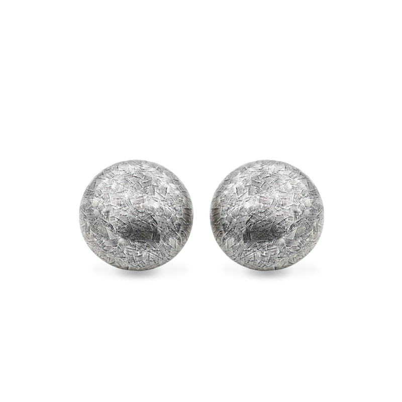Large silver button style earrings