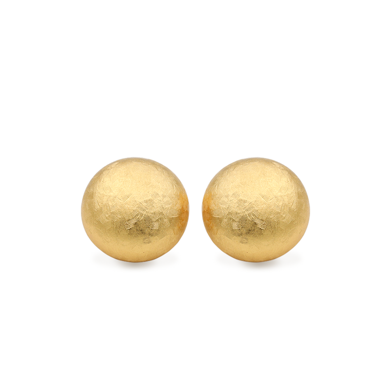 Large gold button style earrings