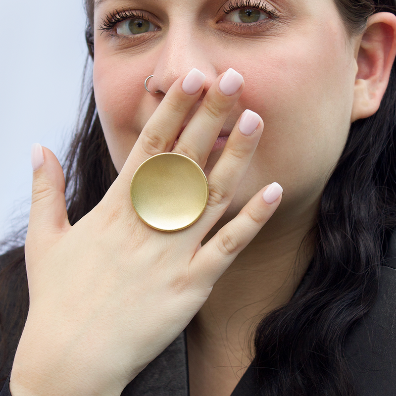 large gold disc ring